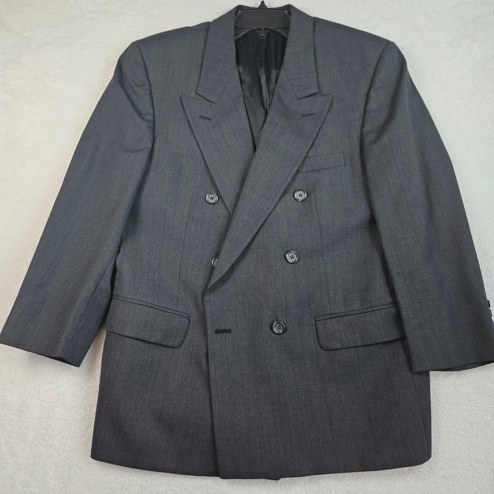 Kilgour French & Stanbury Mens Double Breasted Pinstripe Suit Charcoal Gray 42S
